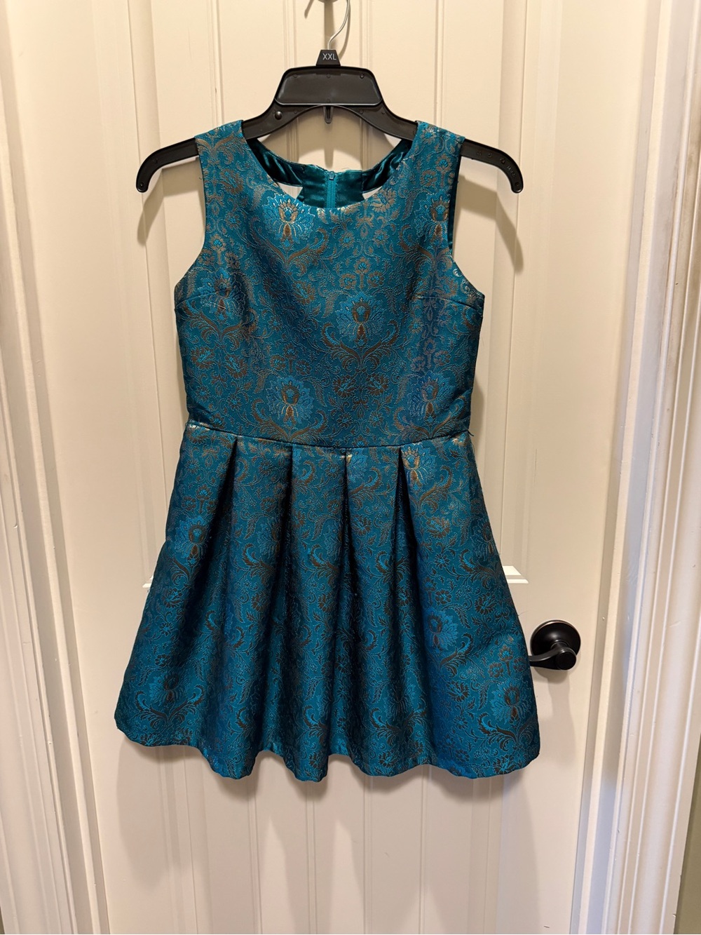 The Children's Place Teal & Gold Brocade Party Dress